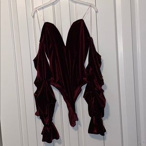 Wine Colored Fashion Nova Bodysuit